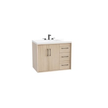 Madeli B880-36-002-NO-HR-PC - Echo 36'' Wall Hung Vanity Cabinet in Natural Oak/HW: Polished Chrome(PC)