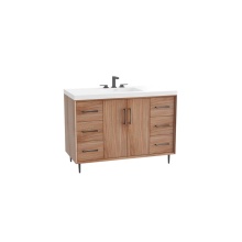 Madeli B890-48C-001-LR-NW-HR-PC - Homage 48C'' Free Standing Vanity Cabinet in Natural Walnut/HW: Polished Chrome(PC)