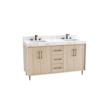Madeli B890-60D-001-LR-NO-HR-PC - Homage 60D'' Free Standing Vanity Cabinet in Natural Oak/HW: Polished Chrome(PC)