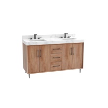 Madeli B890-60D-001-LR-NW-HR-PC - Homage 60D'' Free Standing Vanity Cabinet in Natural Walnut/HW: Polished Chrome(PC)