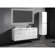 Madeli B100-60D-022-GW - Madeli Bolano 60'' Wall hung Vanity Cabinet Glossy White Finish