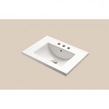 Madeli CB-8124-130-WH - Madeli  Ceramic Basin CB-8124 Semi-Recess in White with 8'' Widespread Faucet Holes