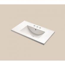 Madeli CB-8130-130-WH - Madeli  Ceramic Basin CB-8130 Semi-Recess in White with 8'' Widespread Faucet Holes