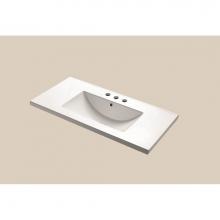 Madeli CB-8136-130-WH - Madeli  Ceramic Basin CB-8136 Semi-Recess in White with 8'' Widespread Faucet Holes