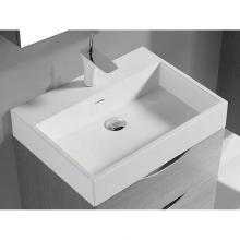 Madeli CB-6120-110-WH - Madeli  Ceramic Basin CB-6120-110-WH Semi-recess Square Single Faucet Hole