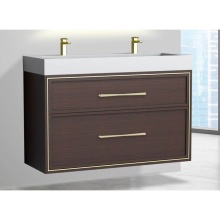 Madeli B455-48D-002-WA-HR-PN - Edge 48D'' Wall hung Vanity Cabinet in Walnut/HW: Handles Polished Nickel(PN)