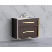 Madeli B455-36-002-WA-HP-PC - Edge 36'' Wall hung Vanity Cabinet in Walnut/HW: Handles Polished Chrome(PC)