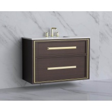 Madeli B455-42-002-WA-HP-PC - Edge 42'' Wall hung Vanity Cabinet in Walnut/HW: Handles Polished Chrome(PC)