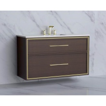 Madeli B455-48C-002-WA-HR-PC - Edge 48C'' Wall hung Vanity Cabinet in Walnut/HW: Handles Polished Chrome(PC)
