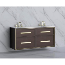 Madeli B455-60D-002-WA-HP-PC - Edge 60D'' Wall hung Vanity Cabinet in Walnut/HW: Handles Polished Chrome(PC)