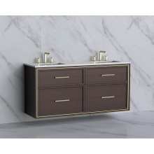 Madeli B455-60D-002-WA-HY-SB - Edge 60D'' Wall hung Vanity Cabinet in Walnut/HW: Handles Satin Brass(SB)