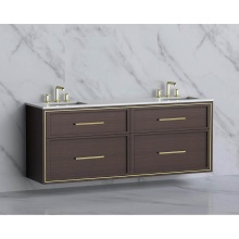 Madeli B455-72D-002-WA-HY-PC - Edge 72'' Wall hung Vanity Cabinet in Walnut/HW: Handles Polished Chrome(PC)