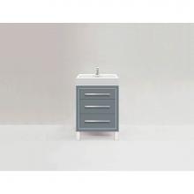 Madeli B860-24-001-LC-TG-MB - Estate 24''. Studio Grey, Free Standing Cabinet, Matte Black, Handles(X3)/C-Base(X1)/Inl
