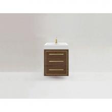 Madeli B850-24-002-BR-PC - Villa 24''. Brandy, Wall Hung Cabinet, Polished Chrome Handles(X3)/, Inlay, 23-5/8'