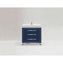 Madeli B860-36-001-LC-SA-PC - Estate 36''. Sapphire, Free Standing Cabinet, Polished Chrome, Handles(X3)/C-Base(X1)/In