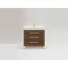 Madeli B860-36-001-LC-BR-PC - Estate 36''. Brandy, Free Standing Cabinet, Polished Chrome , Handles(X3)/C-Base(X1)/Inl