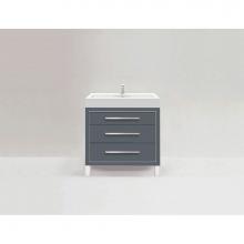 Madeli B860-36-001-LC-TG-PN - Estate 36''. Studio Grey, Free Standing Cabinet, Polished Nickel, Handles(X3)/C-Base(X1)