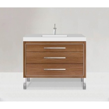 Madeli B860-48C-001-LL-NW-H9-PC - Estate 48C'' Free Standing Vanity Cabinet in Natural Walnut/HW: Polished Chrome(PC)