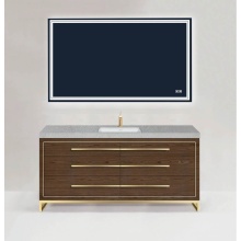 Madeli B860-60C-001-LC-BR-H9 -PC - Estate 60C'' Free Standing Vanity Cabinet in Brandy/HW: Polished Chrome(PC)