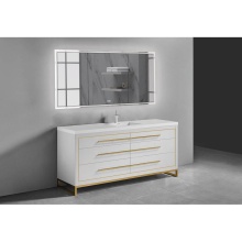 Madeli B860-60C-001-LC-WH-NP -PC - Estate 60C'' Free Standing Vanity Cabinet in White/HW: No handles - Feet in  Polished Ch