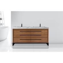 Madeli B860-72D-001-LC-NW-H9-PC - Estate 72D'' Free Standing Vanity Cabinet in Natural Walnut/HW: Polished Chrome(PC)