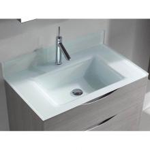 Madeli GTS1808-30-110-WW - Madeli Tempered Glass Top/Basin,  30'' x 18'' x 3/4'', Winter White