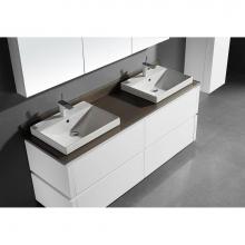 Madeli GTV2207-72-200-SM - 72''W Tempered Glass Top Smoke Grey. 2-Basin Holes No Faucet Hole. W/Backsplash 71-7/8&a