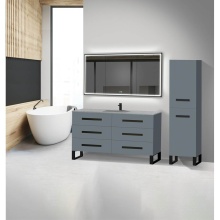 Madeli B830-60C-001-LS-TG-NP-PC - Icon 60C'' Free standing Vanity Cabinet in Studio Grey/HW: Polished Chrome(PC)