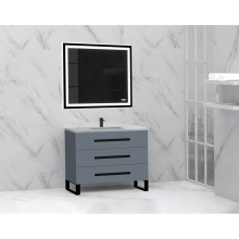 Madeli B830-42-001-LS-TG-HP-MB - Icon 42'' Free standing Vanity Cabinet in Studio Grey/HW: Matte Black(MB)