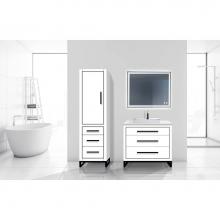 Madeli LCES-201871-L001-LL-MW-BN - Madeli Estate 20'' Free Standing Linen Cabinet L Hinged in Matte White