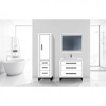Madeli LCES-201871-R001-LC-WH-MB - Madeli Estate 20''W x 18''D x 76''H Free Standing Linen Cabinet R Hi