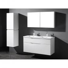Madeli B100-48D-022-WH - Bolano 48''. White Wall Hung Cabinet. 2-Bowls 47-5/8'' X 18'' X 24-3