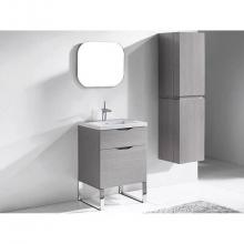 Madeli B200-24-021-LC-AG-PC - Milano 24''. Ash Grey, Free Standing Cabinet, Polished Chrome C-Base (X1), 23-5/8'&