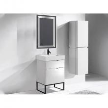 Madeli B200-24-021-LS-GW-PC - Madeli Milano 24'' Free Standing Vanity Cabinet Glossy White/HW: Polished Chrome(PC)