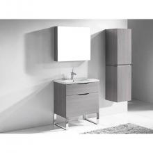 Madeli B200-30-021-LC-AG-PC - Milano 30''. Ash Grey, Free Standing Cabinet, Polished Chrome C-Base (X1), 29-5/8'&