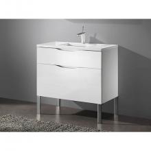 Madeli B200-42-021-LS-WH-BN - Milano 42''. White, Free Standing Cabinet, Brushed Nickel S-Legs (X2), 41-5/8'&apos