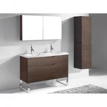 Madeli B200-48D-021-LL-WA-PC - Milano 48''. Walnut, Free Standing Cabinet. 2-Bowls, Polished Chrome L-Legs (X4), 47-5/8