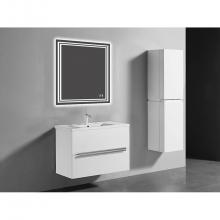 Madeli B300-36-002-WH-SB - Urban 36''. White, Wall Hung Cabinet , Satin Brass Handles (X2) , 35-5/8''X18&