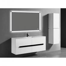 Madeli B300-60C-002-WH-PC - Urban 60''. White, Wall Hung Cabinet.1-Bowl, Polished Chrome Handles (X4), 59-1/4'&
