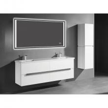 Madeli B300-72D-002-WH-MB - Urban 72''. White, Wall Hung Cabinet.2-Bowls, Matte Black Handles (X4) , 71-1/16'&a