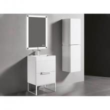 Madeli B400-24-001-LL-WH-PN - Soho 24''. White, Free Standing Cabinet, Polished Nickel Handles (X2), L-Legs (X4), 23-5