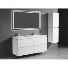 Madeli B500-60D-002-WH - Cube 60''. White, Wall Hung Cabinet. 2-Bowls, 59-5/8'' X 22'' X 28&a