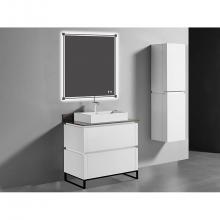 Madeli B600-36-001-LC-WH-PC - Metro 36''. White, Free Standing Cabinet, Polished Chrome C-Base (X1), 35-5/8'&apos