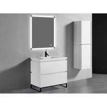 Madeli B600-42-001-LL-WH-BN - Metro 42''. White, Free Standing Cabinet, Brushed Nickel L-Legs (X4), 41-5/8''