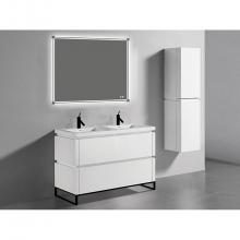 Madeli B600-48D-001-LL-WH-PN - Metro 48''. White, Free Standing Cabinet.2-Bowls, Polished Nickel L-Legs (X4), 47-5/8&ap