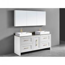 Madeli B700-72D-001-WH-BN - Retro 72''. White, Free Standing Cabinet.2-Bowls, Brushed Nickel Handles (X5), 71-5/8&ap