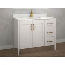 Madeli B710-42-001-WH-PN - Encore 42''. White, Free Standing Cabinet, Polished Nickel Handles (X5), 41-5/8'&ap