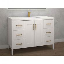 Madeli B710-48C-001-WH-BN - Encore 48''. White, Free Standing Cabinet.1-Bowl, Brushed Nickel Handles (X8), 47-5/8&ap