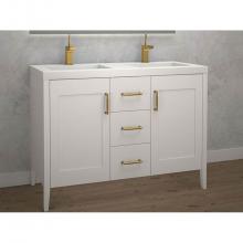 Madeli B710-48D-001-WH-PC - Encore 48''. White , Free Standing Cabinet.2-Bowls, Polished Chrome Handles (X5), 47-5/8