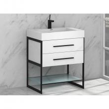 Madeli B810-24-001-WH-BN - Silhouette 24''. White, Free Standing Cabinet, Brush Nickel H-Legs (X2) /, Handles (X2)